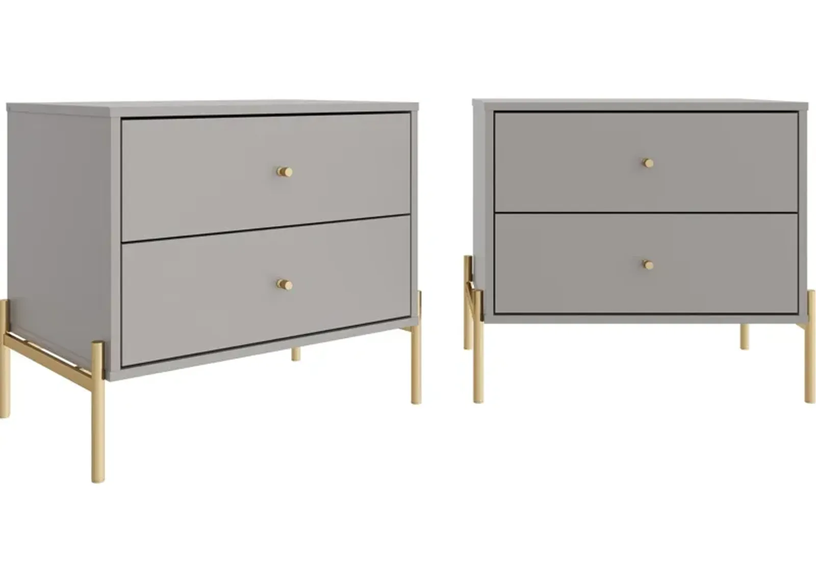 Elowen Set of 2 2 Drawer Nightstands - Gray