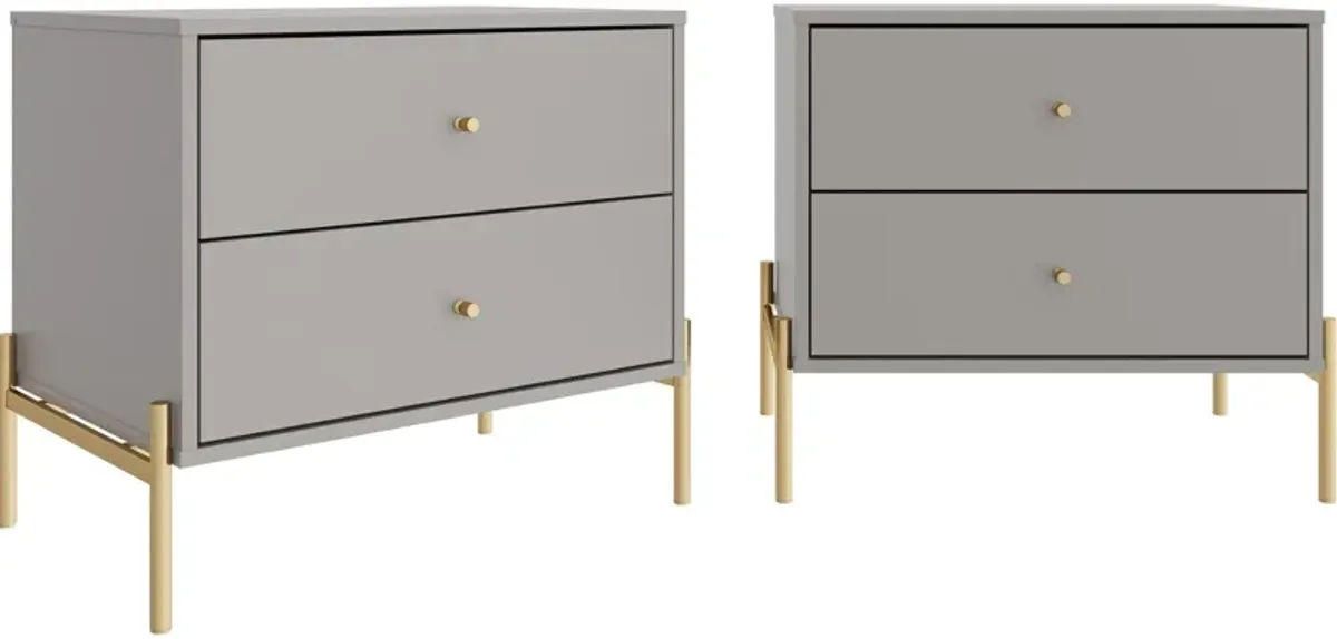 Elowen Set of 2 2 Drawer Nightstands - Gray