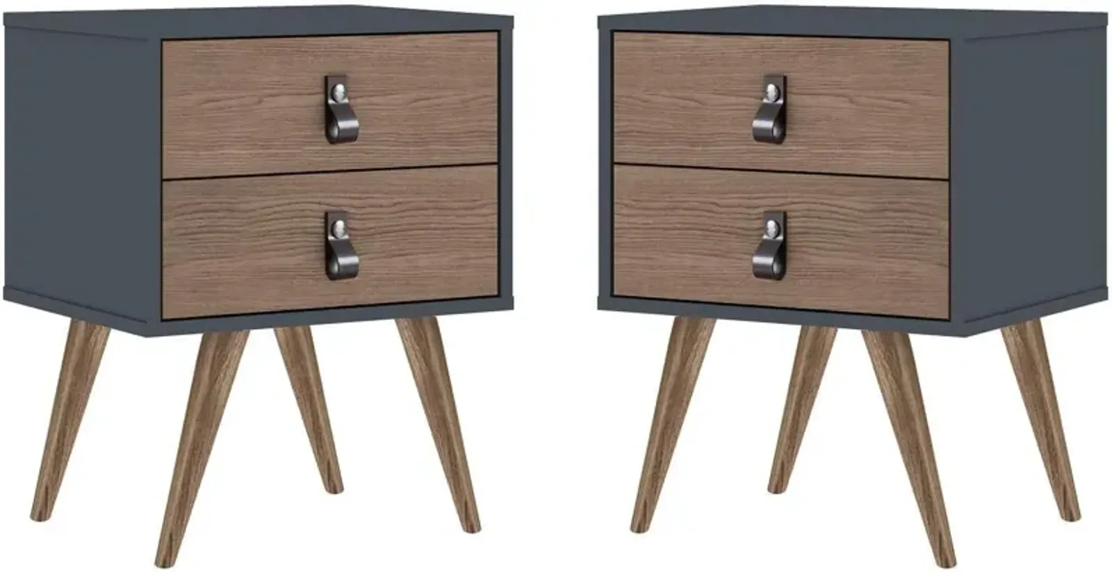 Nalda Set of 2 2 Drawer Nightstands - Blue/Nature