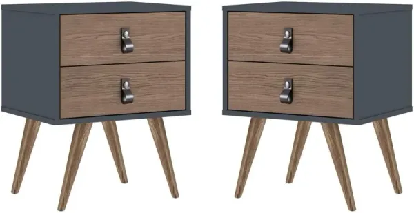 Nalda Set of 2 2 Drawer Nightstands - Blue/Nature