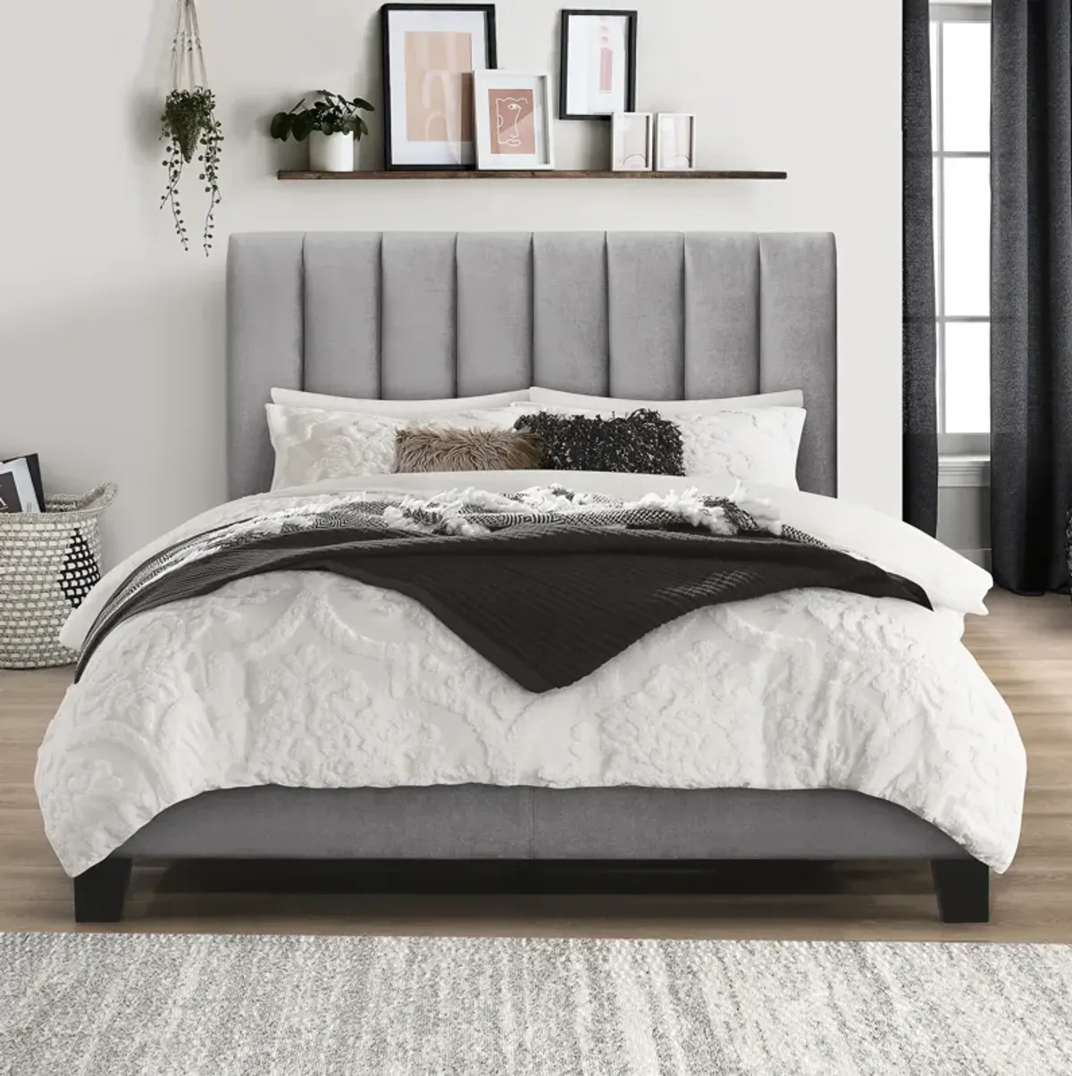 Oslo Full Upholstered Platform Bed - Gray