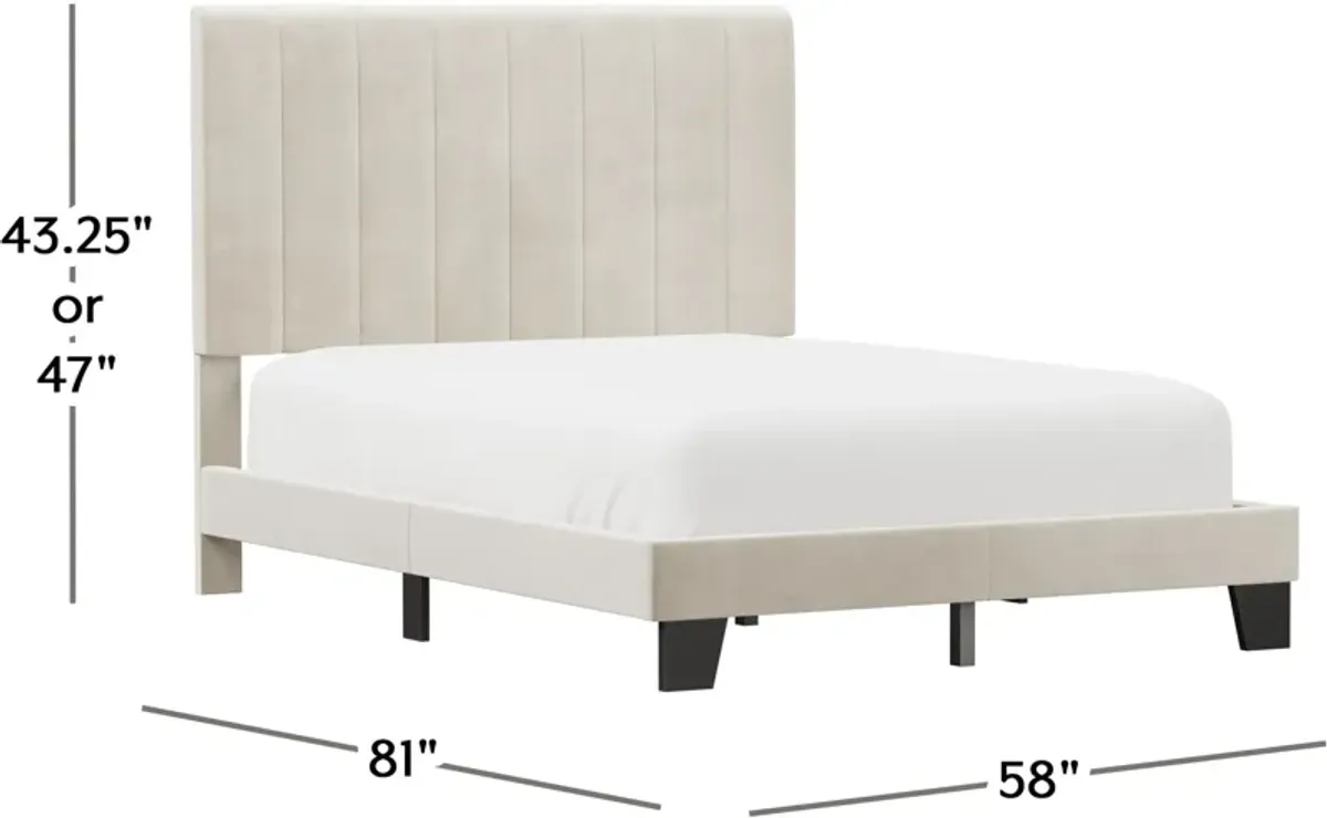 Oslo Full Upholstered Platform Bed - Cream