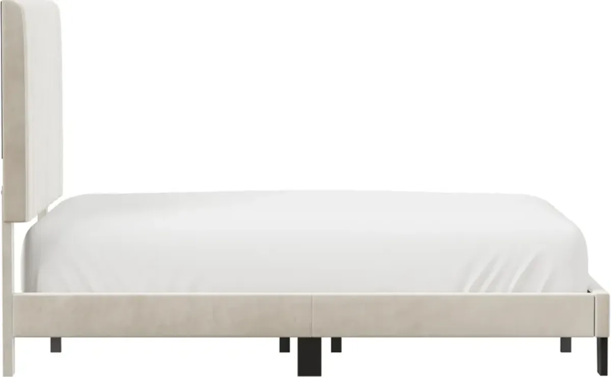 Oslo Full Upholstered Platform Bed - Cream