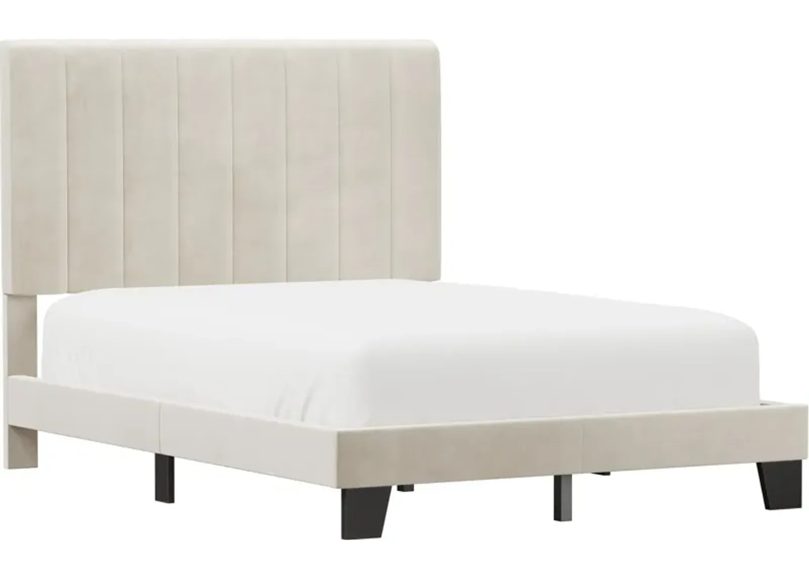 Oslo Full Upholstered Platform Bed - Cream