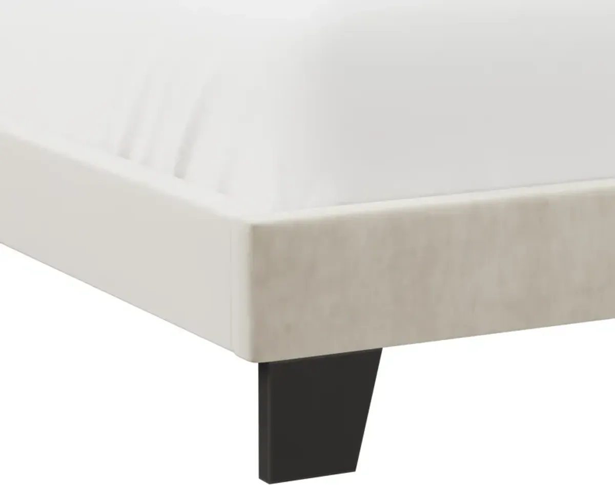 Oslo Queen Upholstered Platform Bed - Cream