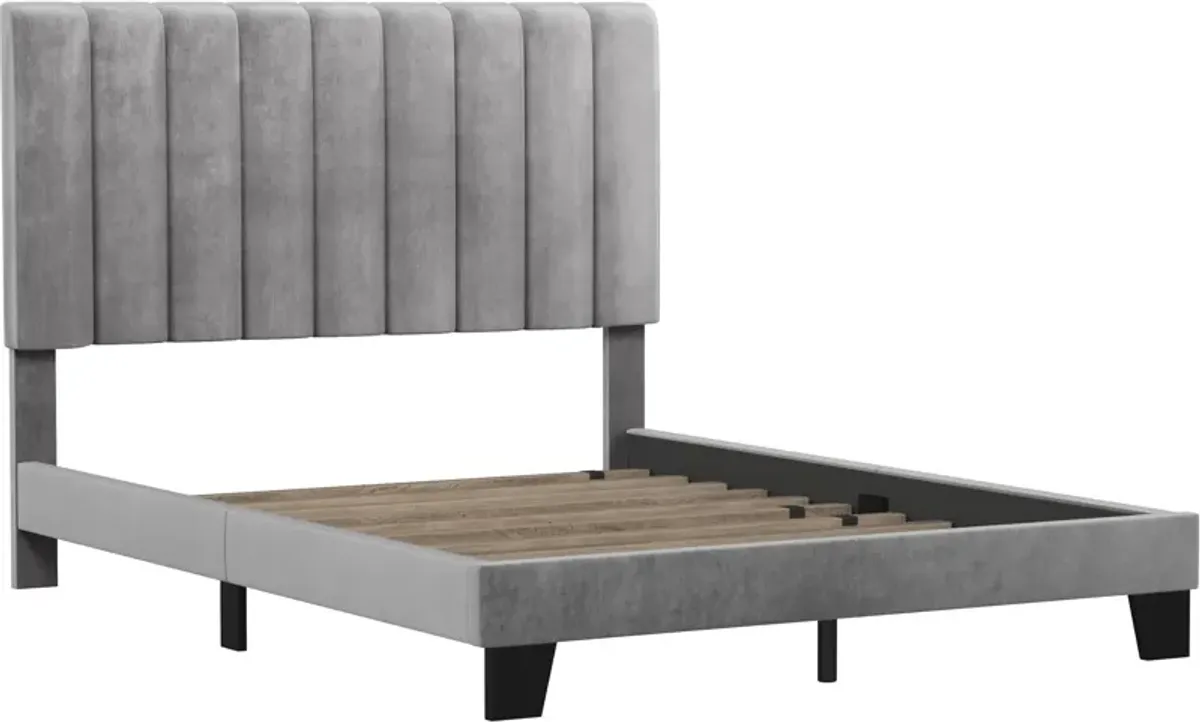 Oslo Queen Upholstered Height Platform Bed - Gray