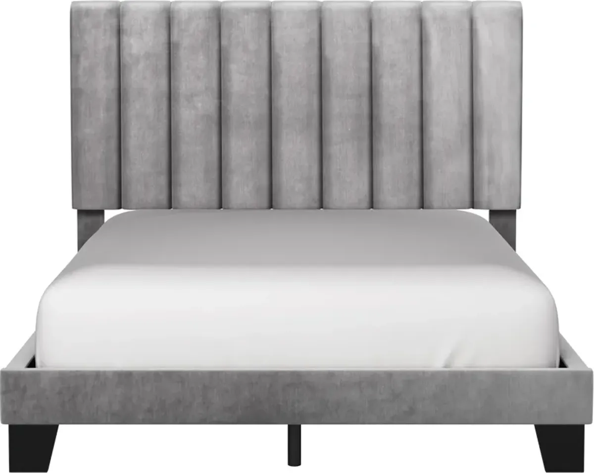 Oslo Queen Upholstered Height Platform Bed - Gray