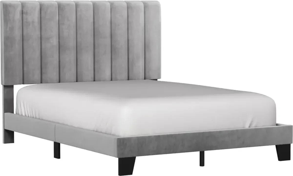 Oslo Queen Upholstered Height Platform Bed - Gray