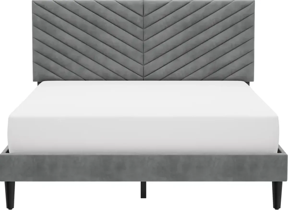 Ralph Queen Upholstered Platform Bed with USB Charging - Gray