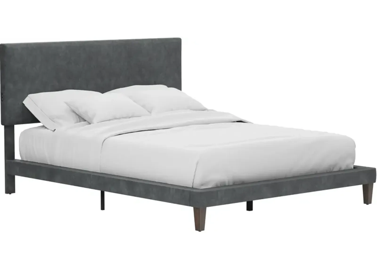 Journey Queen Upholstered Platform Bed with USB Charging