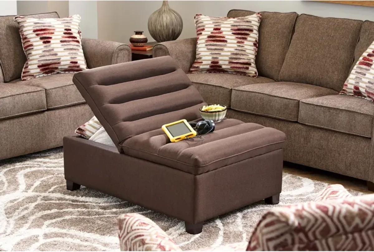 Hayden Convertible Storage Ottoman - Brown