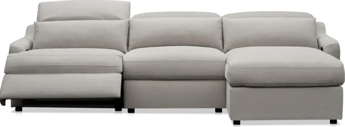 Gentry 3-Piece Dual-Power Reclining Sectional with Right-Facing Adjustable Chaise - Dove