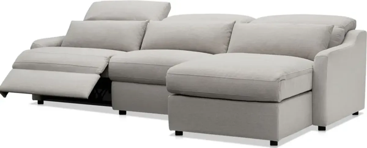 Gentry 3-Piece Dual-Power Reclining Sectional with Right-Facing Adjustable Chaise - Dove