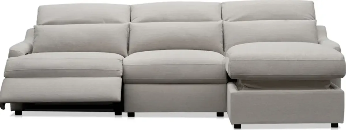 Gentry 3-Piece Dual-Power Reclining Sectional with Right-Facing Adjustable Chaise - Dove