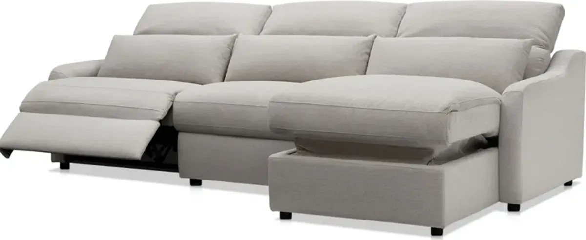 Gentry 3-Piece Dual-Power Reclining Sectional with Right-Facing Adjustable Chaise - Dove