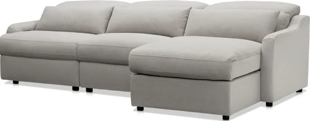 Gentry 3-Piece Dual-Power Reclining Sectional with Right-Facing Adjustable Chaise - Dove