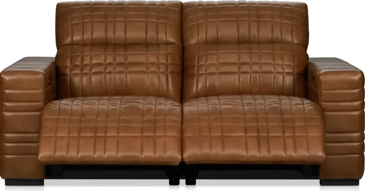 Ralston Dual-Power Reclining Sofa and Loveseat Set - Brown