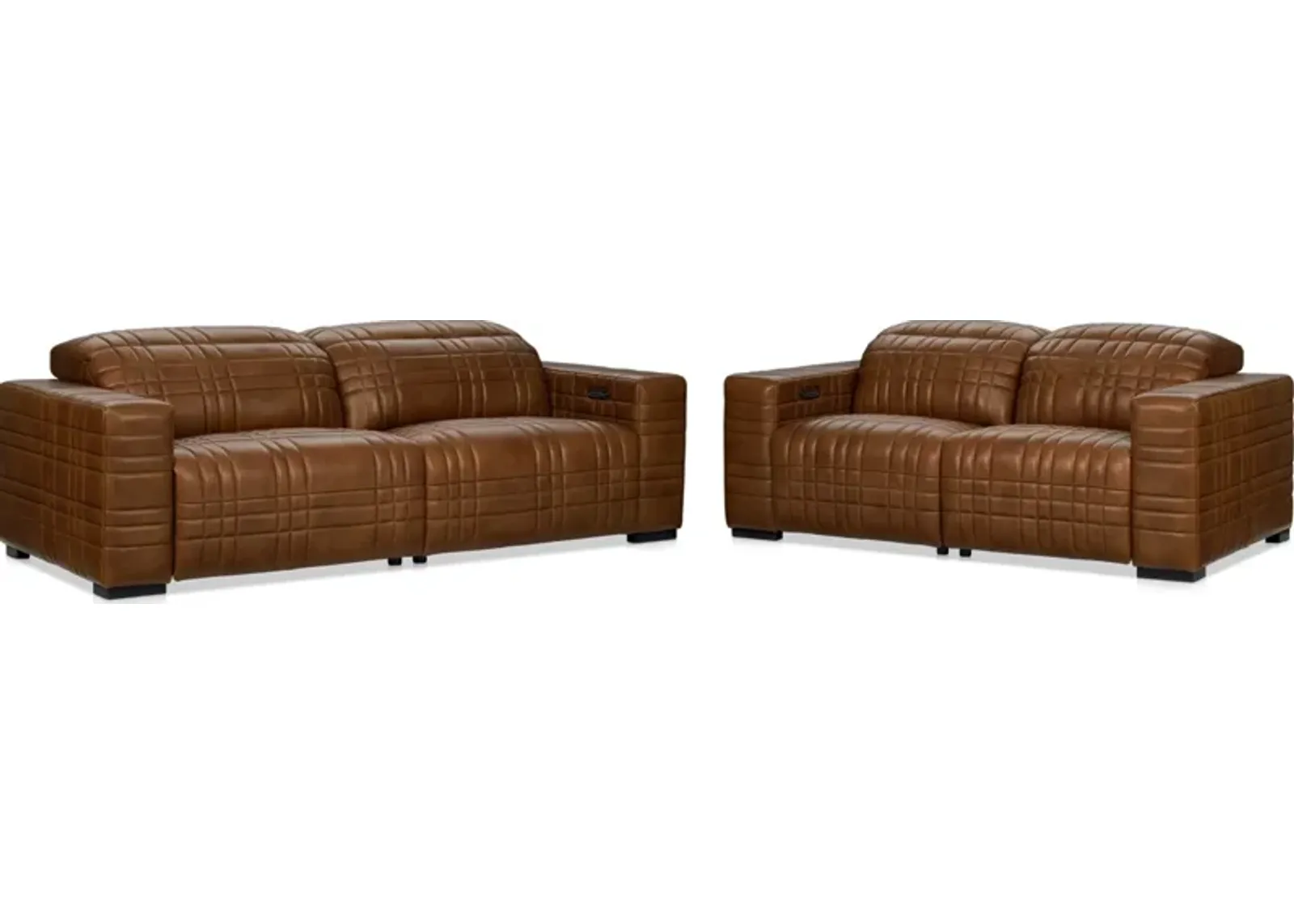 Ralston Dual-Power Reclining Sofa and Loveseat Set - Brown