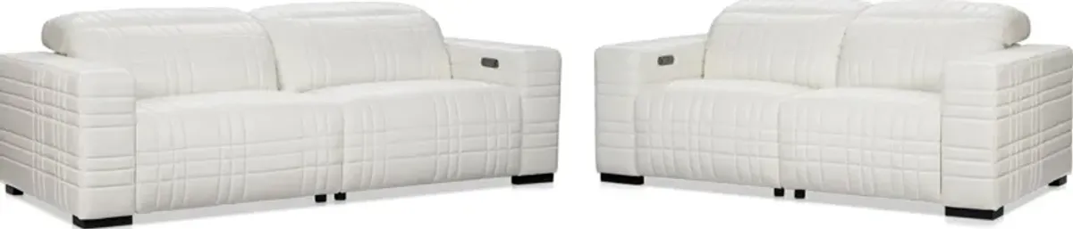 Ralston Dual-Power Reclining Sofa and Loveseat Set - White