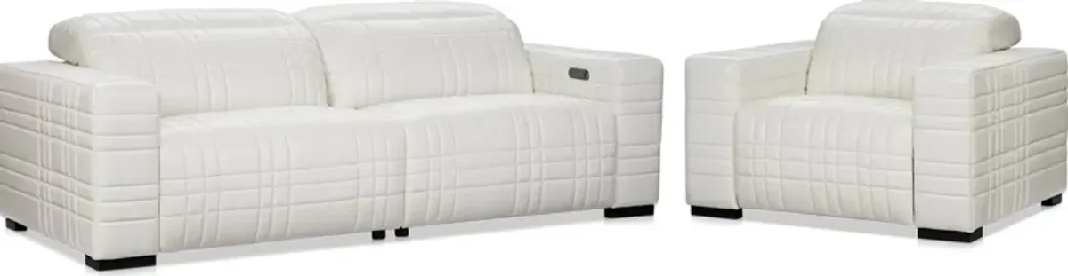 Ralston Dual-Power Reclining Sofa and Recliner Set - White