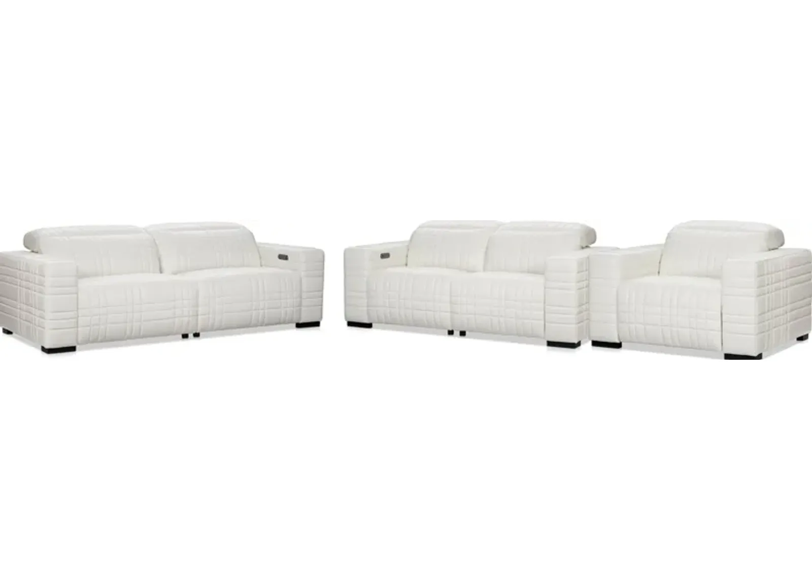 Ralston Dual-Power Reclining Sofa, Loveseat and Recliner Set - White