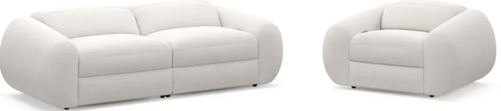 Aura Dual-Power Reclining Sofa and Recliner Set - Ivory