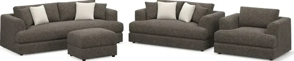 Ridley Foam Comfort Sofa, Loveseat, Chair, and Ottoman Set - M Walnut