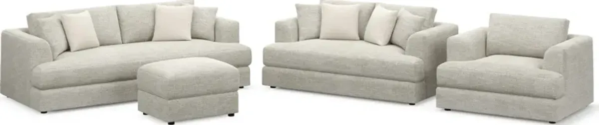 Ridley Foam Comfort Sofa, Loveseat, Chair, and Ottoman Set - M Ivory