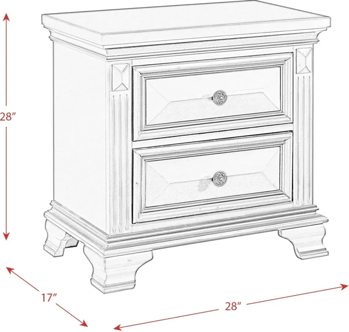 Senna 2 Drawer Nightstand - White