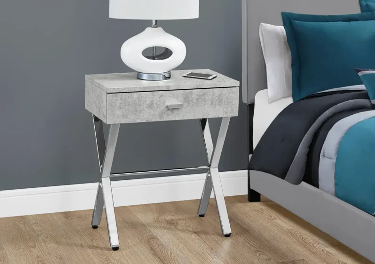 Gillespie Nightstand - Gray/Chrome