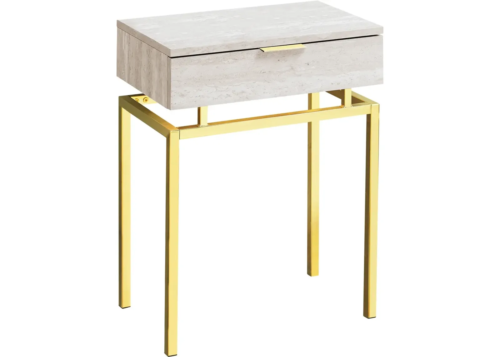 Hucksley Nightstand - Beige Marble/Gold