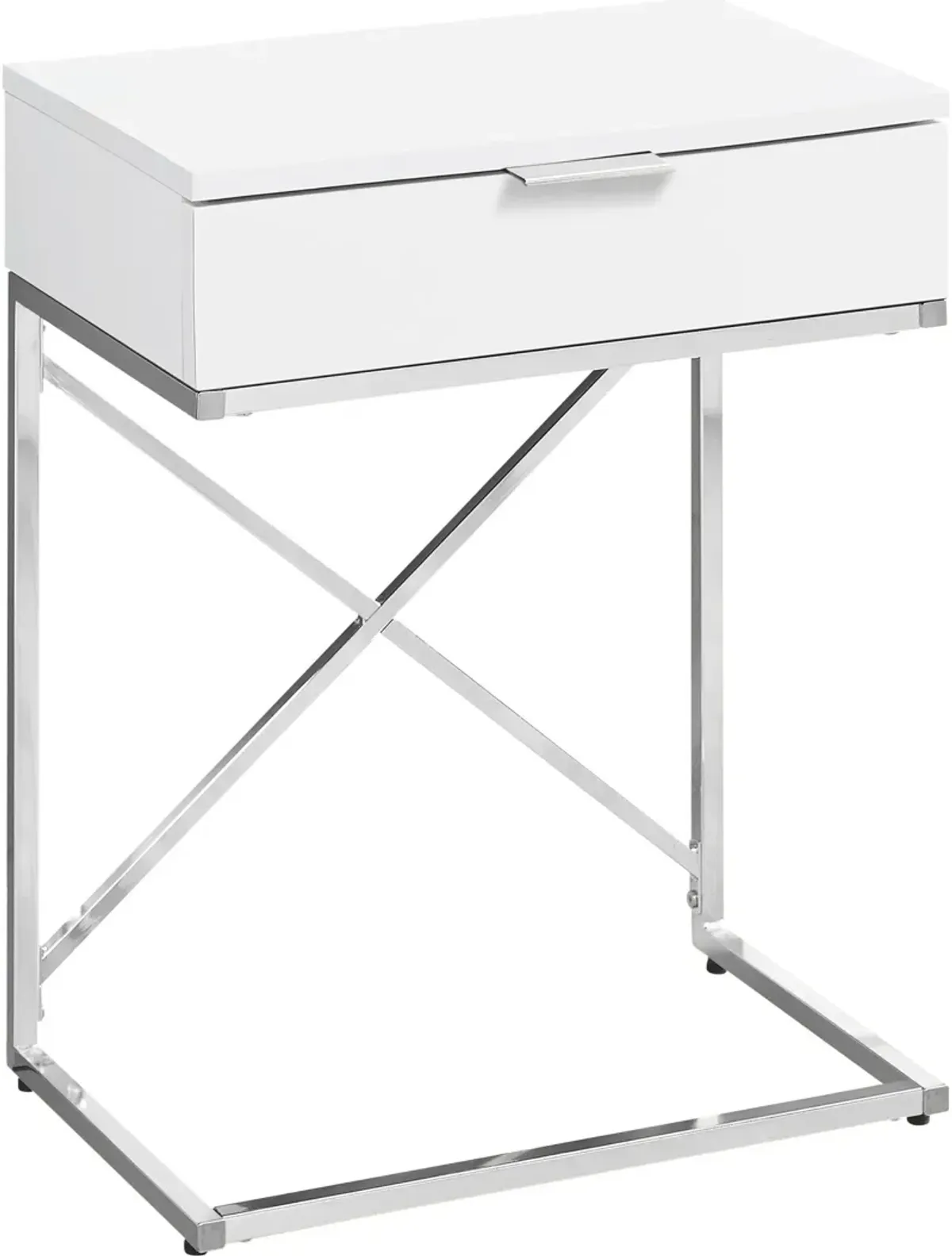 Lafe Nightstand - Glossy White/Chrome