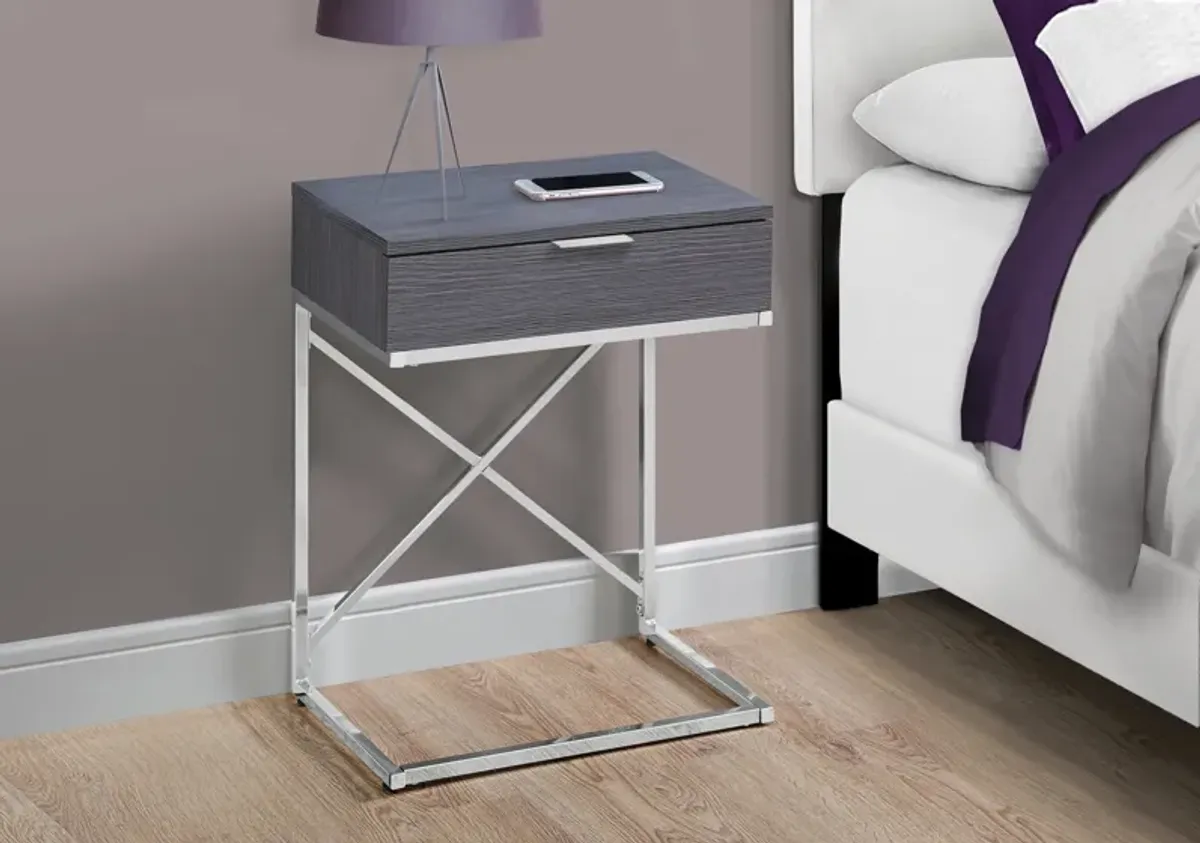 Lafe Nightstand - Dark Gray/Chrome