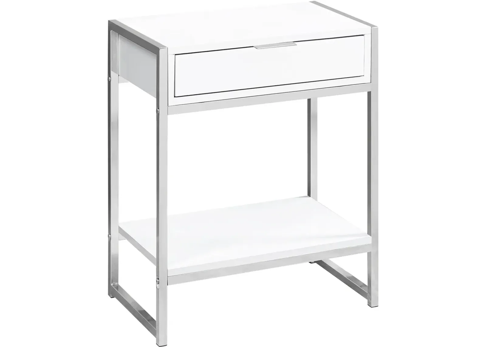 MacGowan Nightstand - Glossy White/Chrome