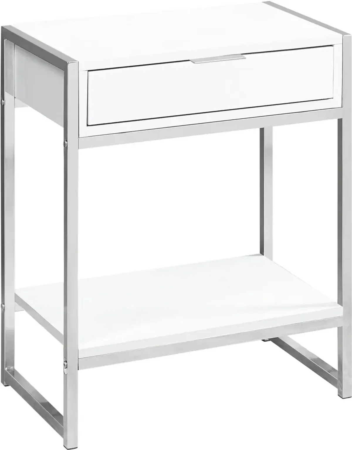 MacGowan Nightstand - Glossy White/Chrome