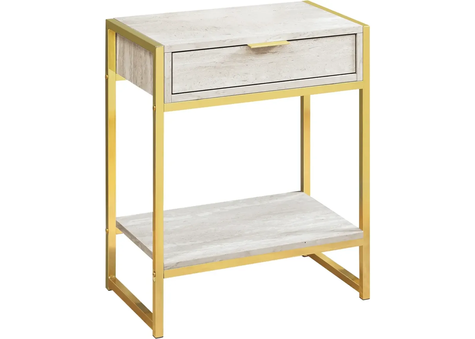 MacGowan Nightstand - Beige Marble/Gold