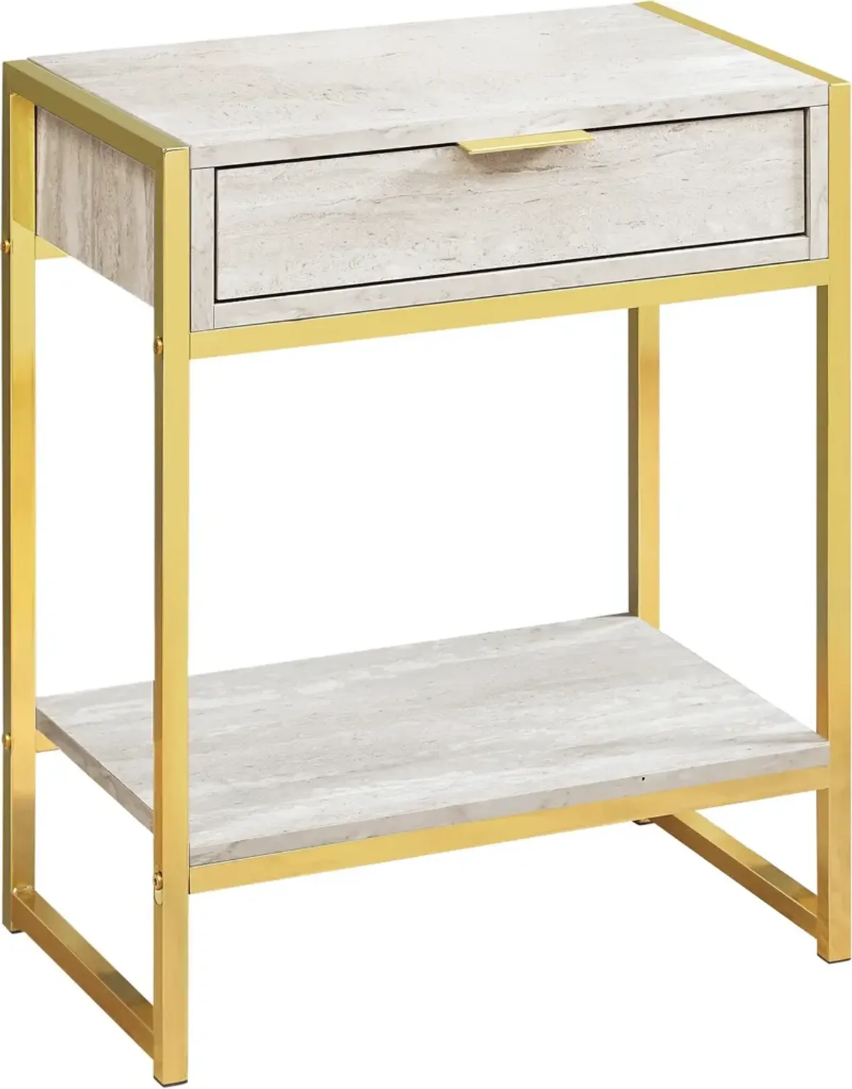 MacGowan Nightstand - Beige Marble/Gold