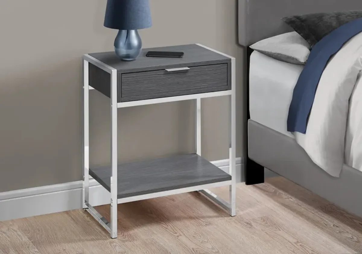 MacGowan Nightstand - Dark Gray/Chrome