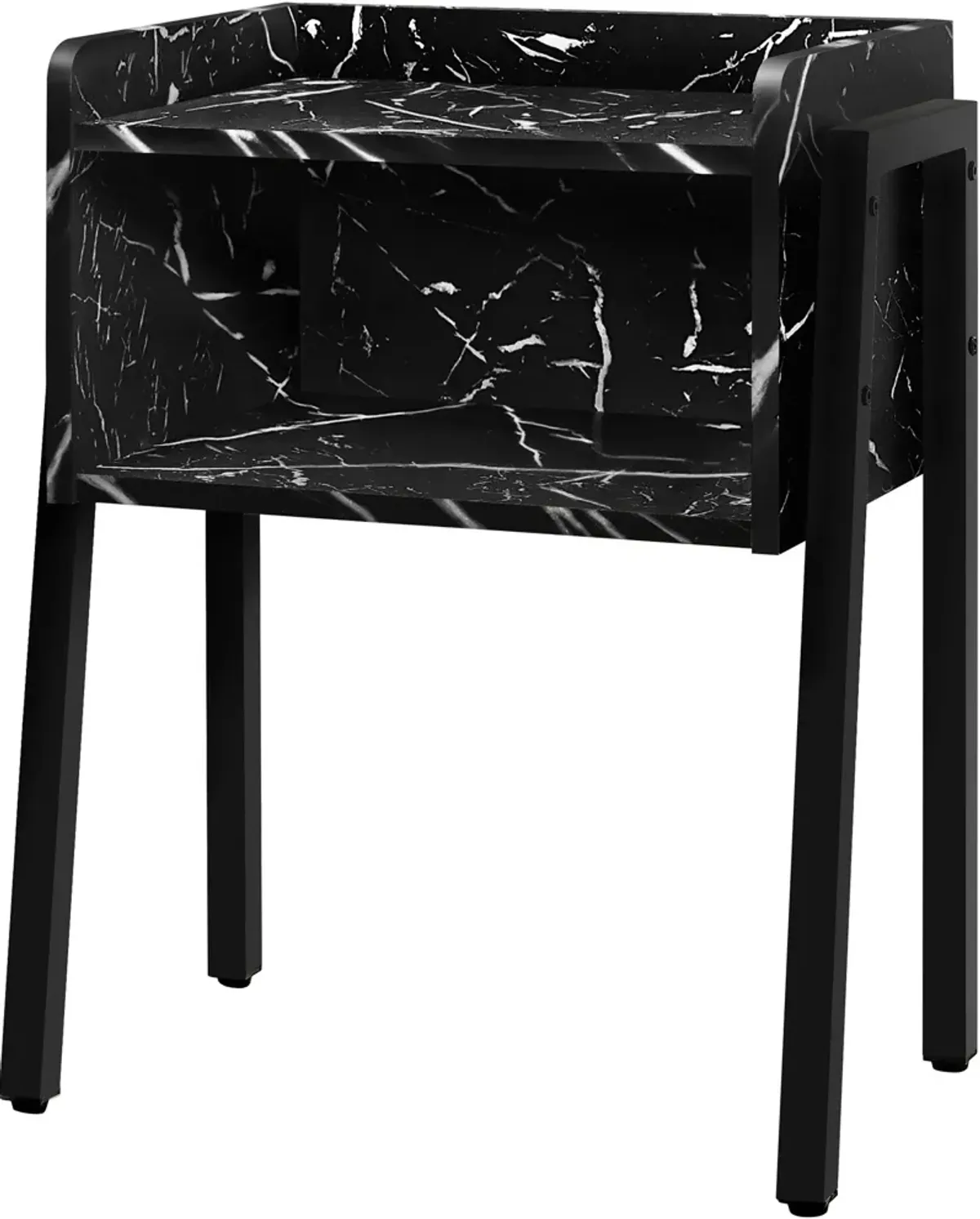 Warrick Nightstand - Black Marble/Black