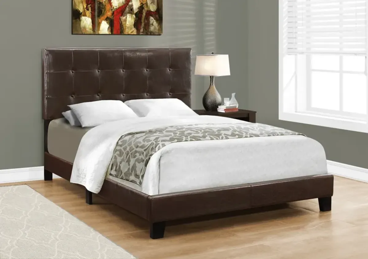 Luella Full Upholstered Bed - Brown Vegan Leather