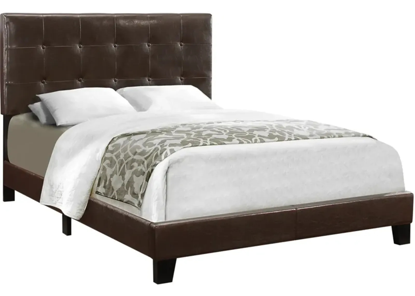 Luella Full Upholstered Bed - Brown Vegan Leather