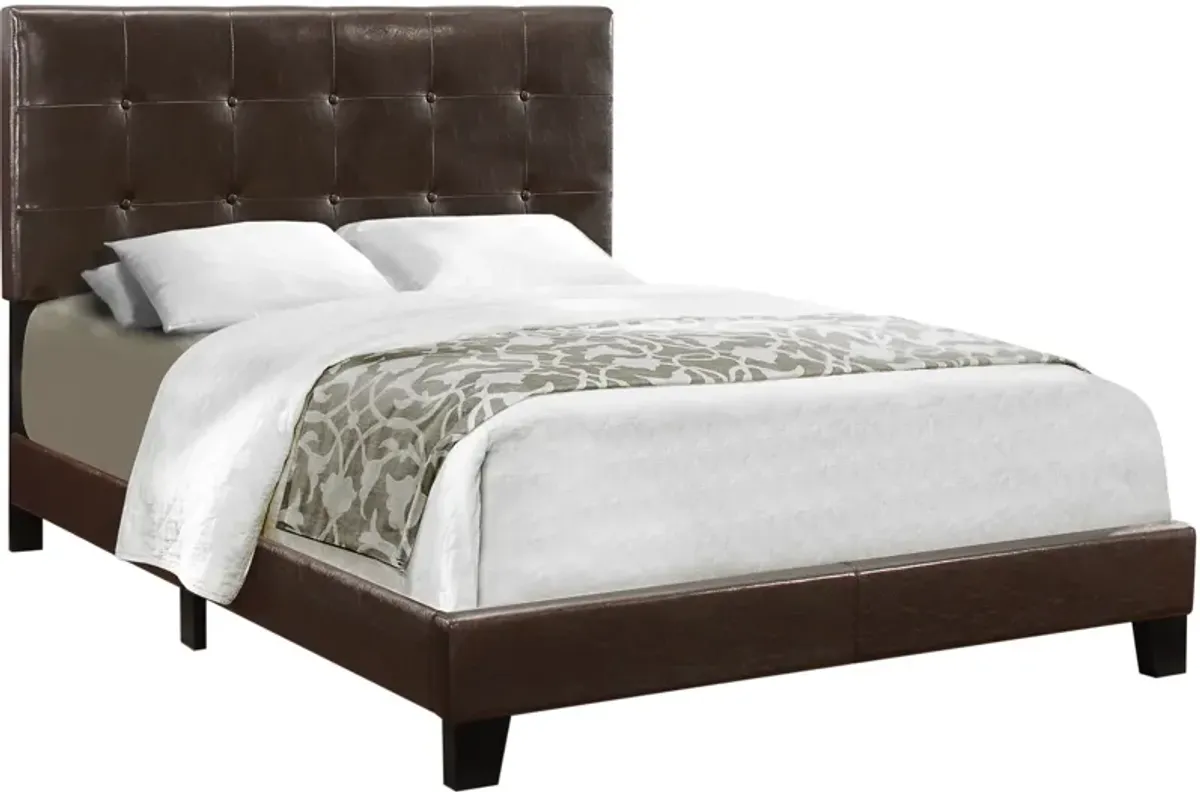 Luella Full Upholstered Bed - Brown Vegan Leather