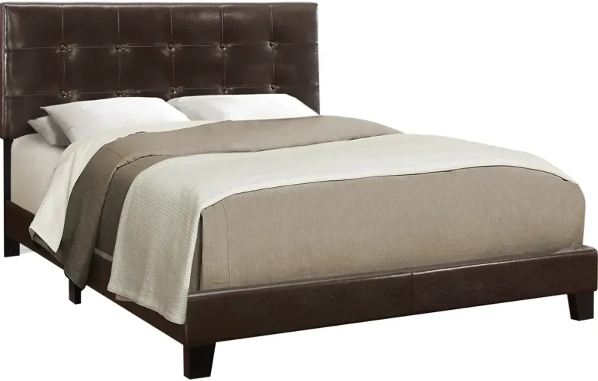 Luella Queen Upholstered Bed - Brown Vegan Leather