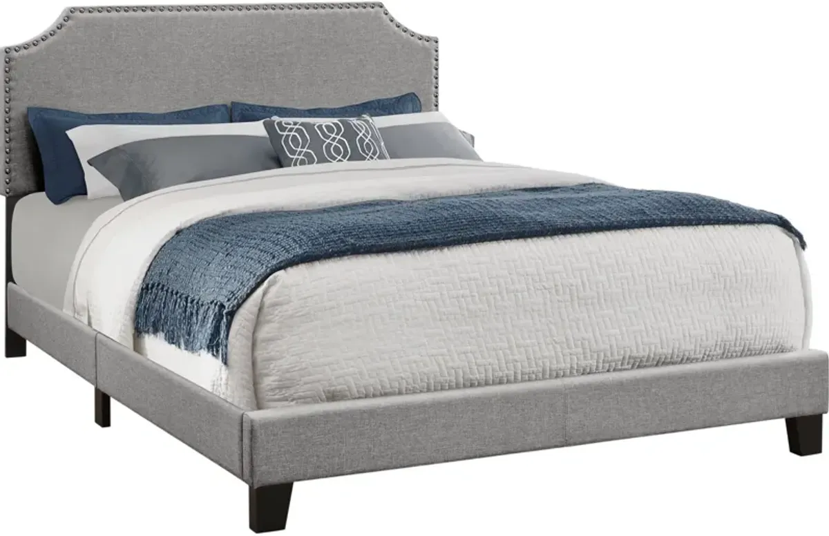 Ingram Queen Upholstered Bed - Gray/Chrome