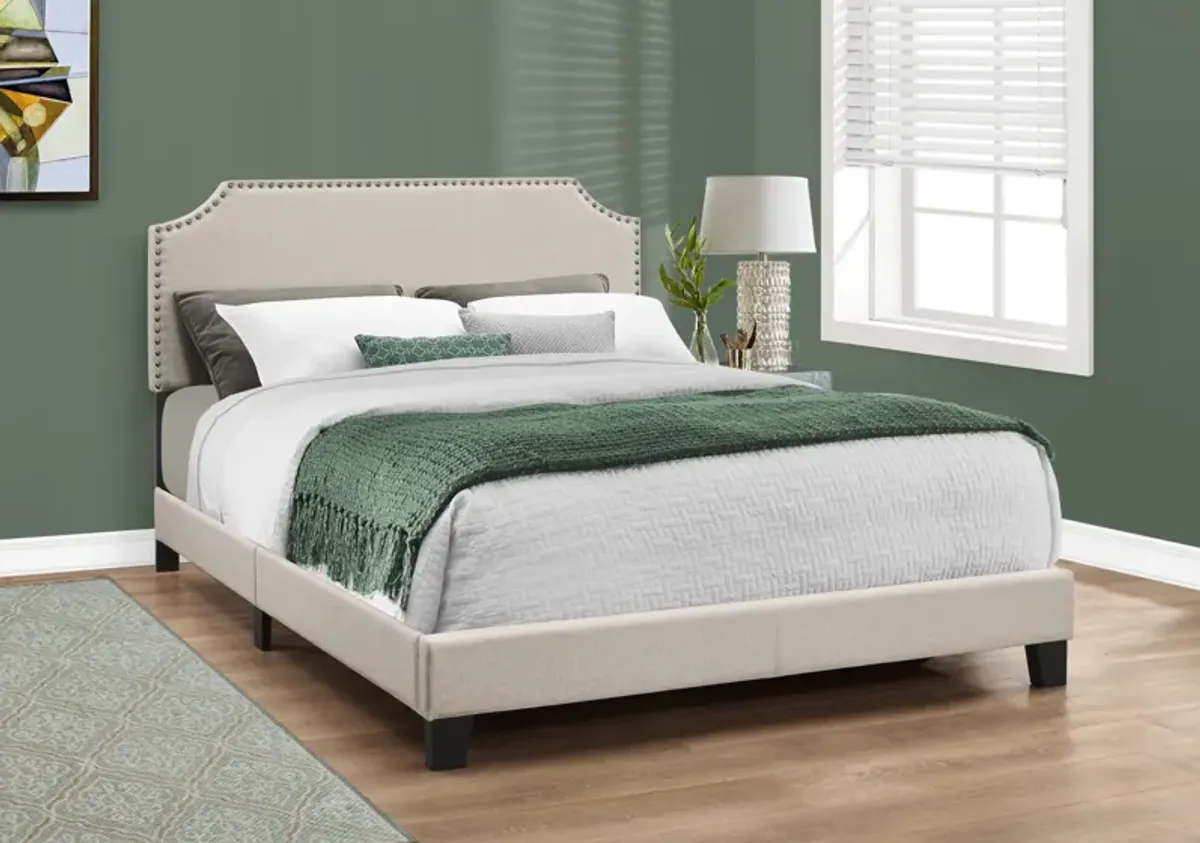 Ingram Queen Upholstered Bed - Beige/Black