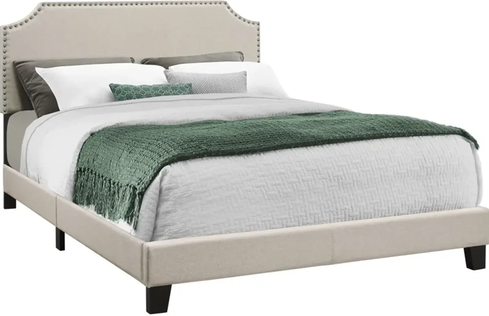 Ingram Queen Upholstered Bed - Beige/Black