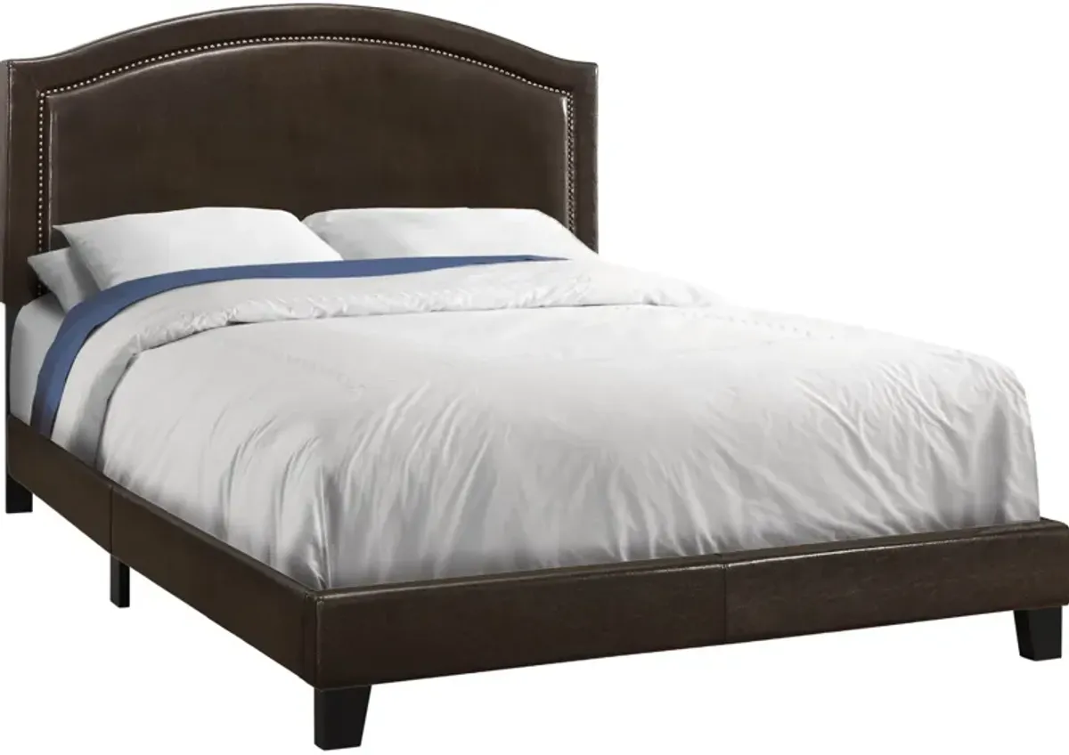 JoEllen Queen Upholstered Bed - Brown Vegan Leather