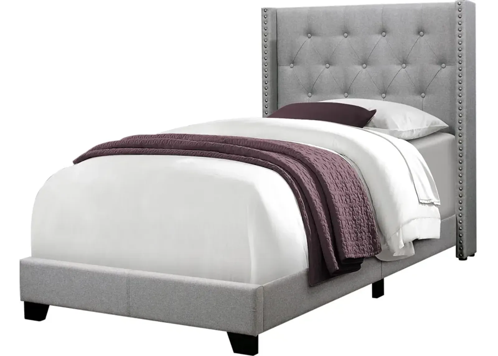 Nessie Twin Upholstered Bed - Gray Velvet