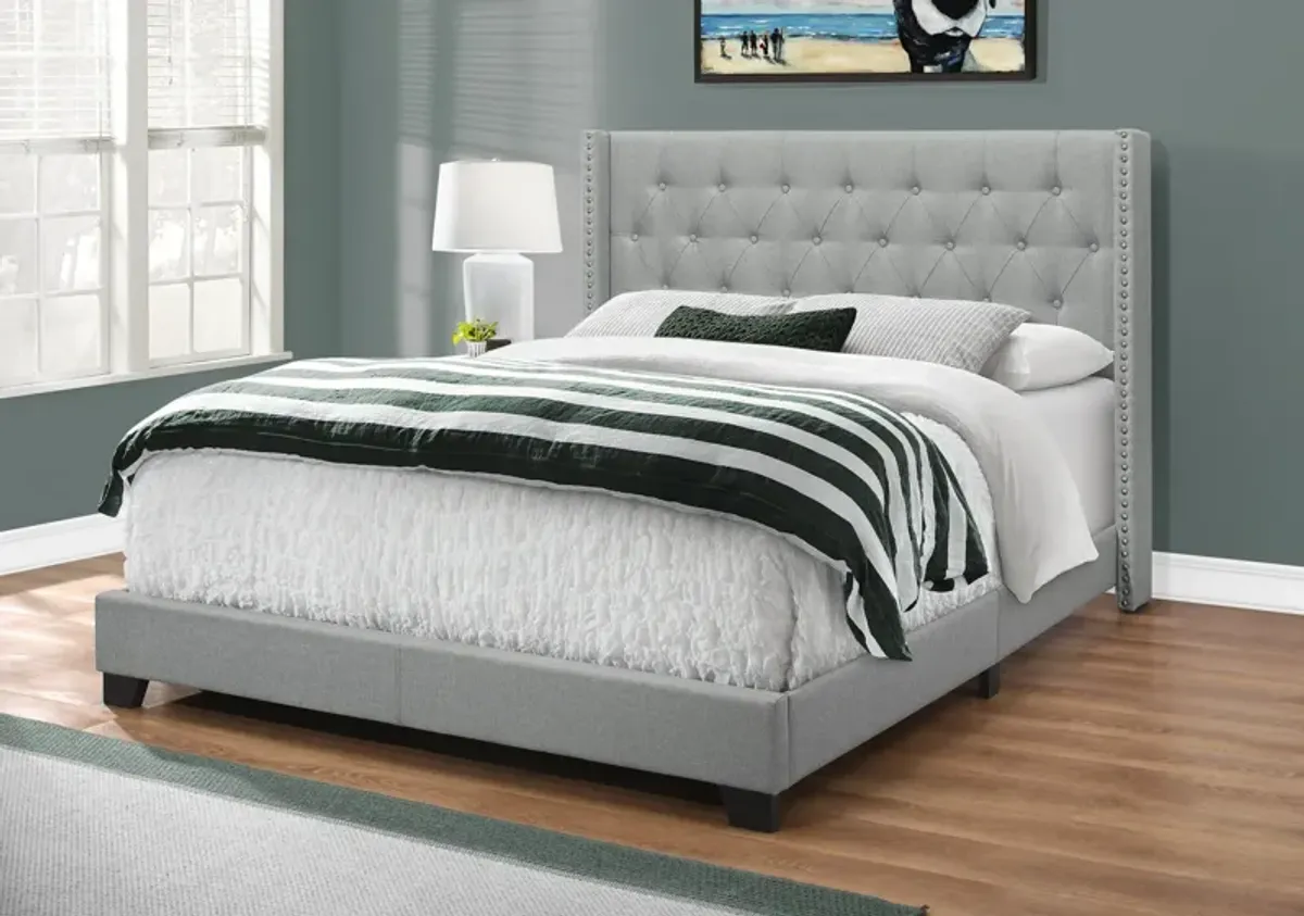 Nessie Queen Upholstered Bed - Gray