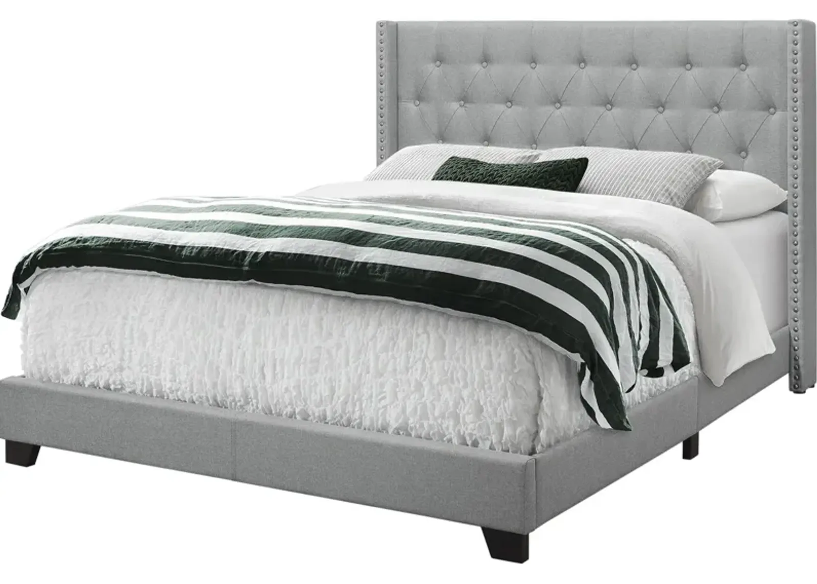 Nessie Queen Upholstered Bed - Gray